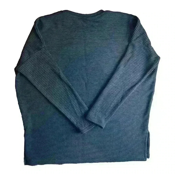 Chicos Oversized Ribbed Sweater Popover Size 0 Small Black Basic Soft Comfy - Picture 2 of 9